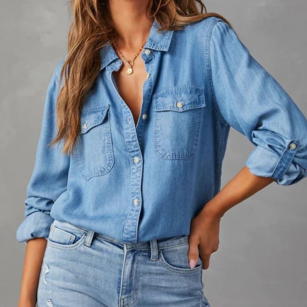 Allen & Moore Bluewind Denim Button-Up, Size Small